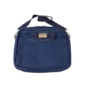 Vtg Lands End Square Rigger Navy Blue Canvas Briefcase Messenger Bag Laptop
